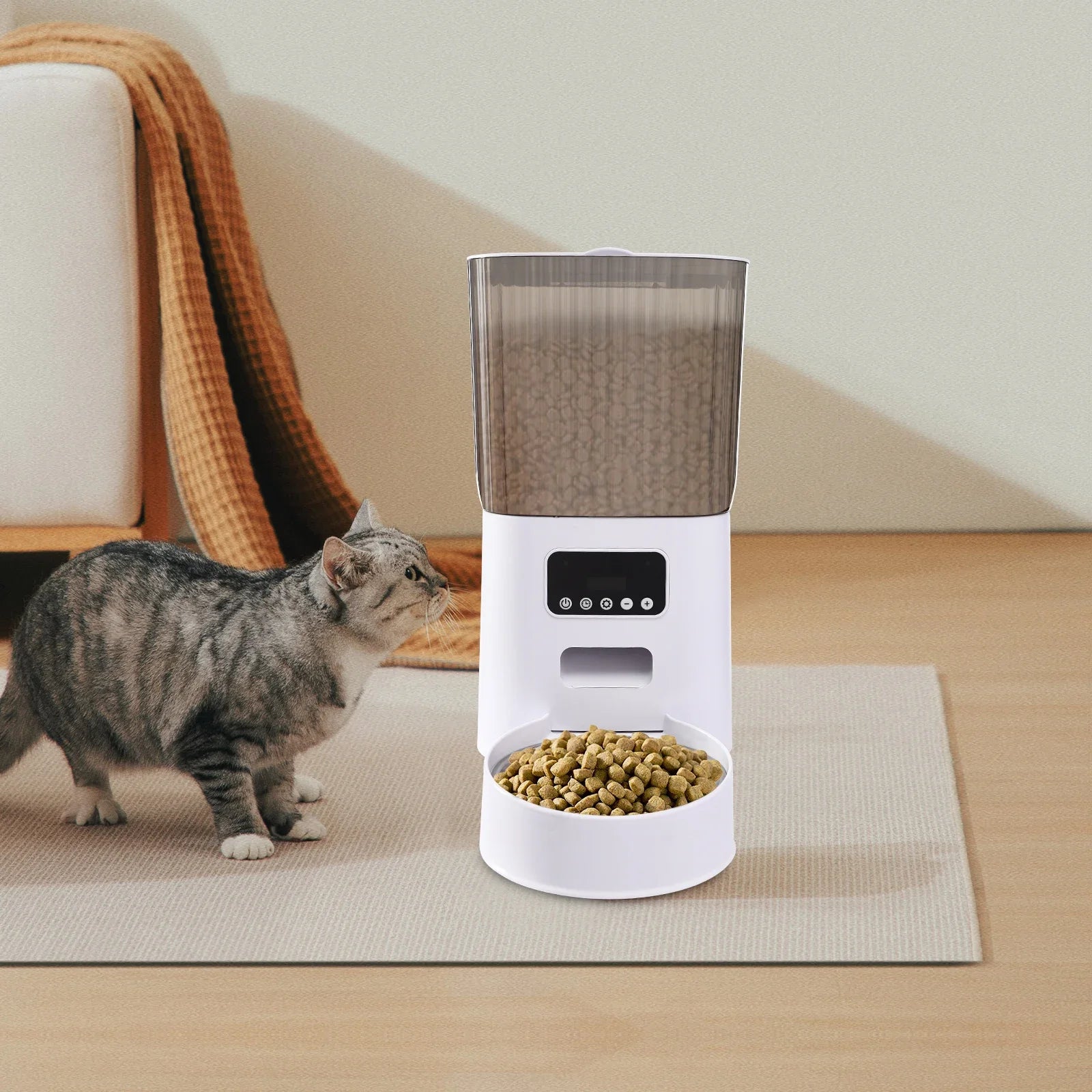 169.09Oz Cat Food Dispenser, Automatic Timed Feeding (Up to 9 Times), Easy Setup, Dual Compartments, Simple to Clean