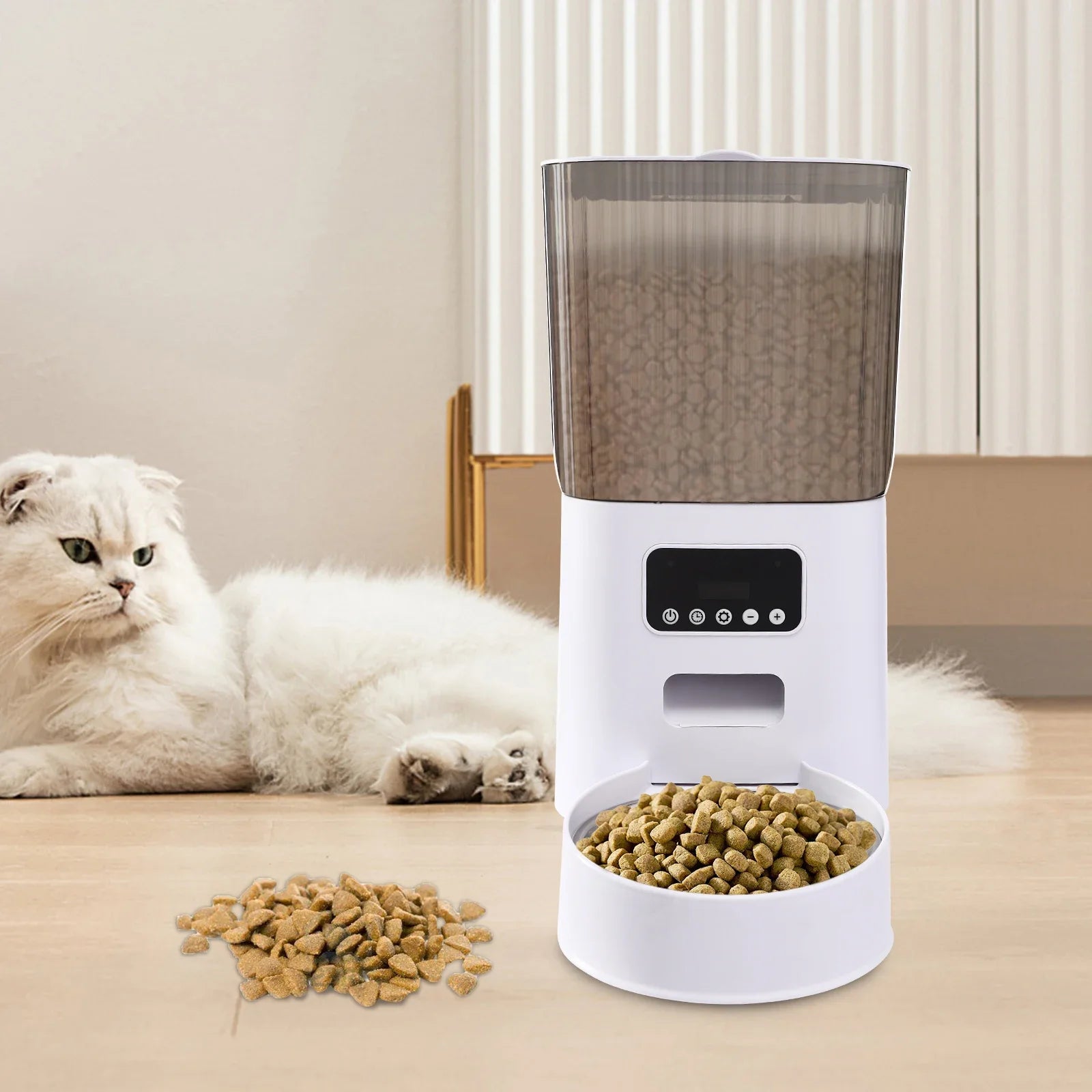 169.09Oz Cat Food Dispenser, Automatic Timed Feeding (Up to 9 Times), Easy Setup, Dual Compartments, Simple to Clean